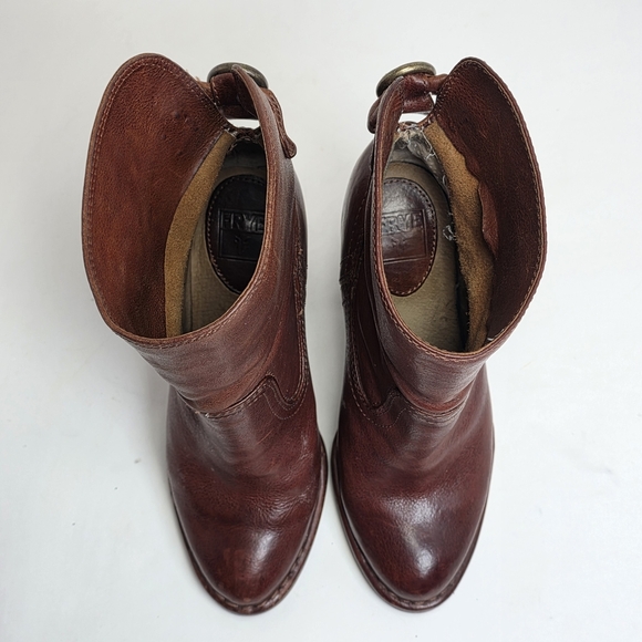 FRYE Lucinda Brown Leather Ankle Booties - Picture 8 of 12